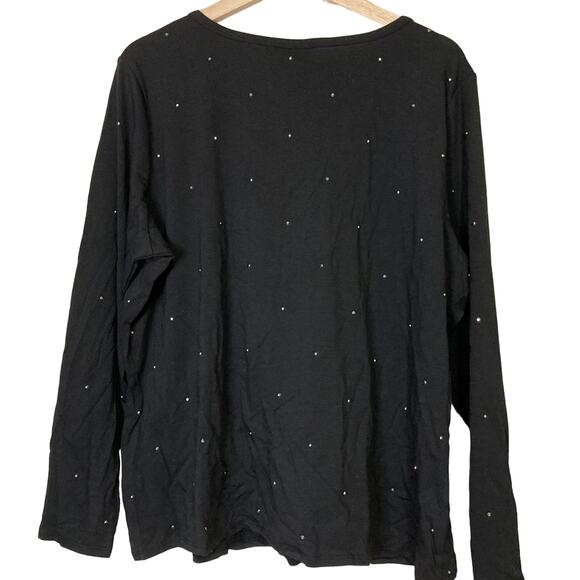 A622701 BUMBLEBELLA by Jill Martin Bejeweled Long-Sleeve Tee Black 1X - Picture 4 of 6